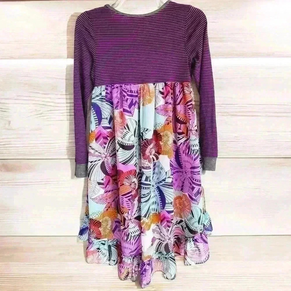 Truly Me Sara Sara Girls Floral Print Long Sleeve Chiffon Hi Low Dress 14 Purple - Picture 15 of 16